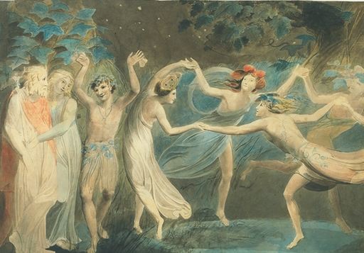 William Blake (1757-1827) Oberon, Titania and Puck with Fairies Dancing (circa 1786)